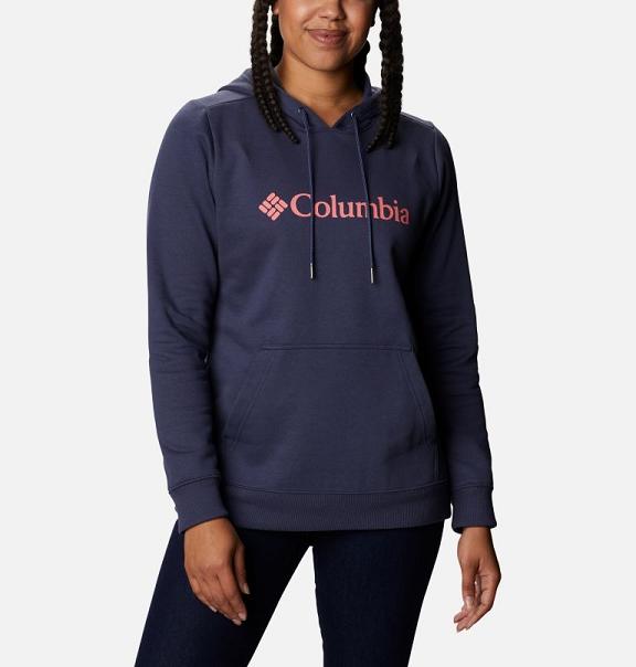 Columbia Logo Hoodies Blue For Women's NZ28317 New Zealand